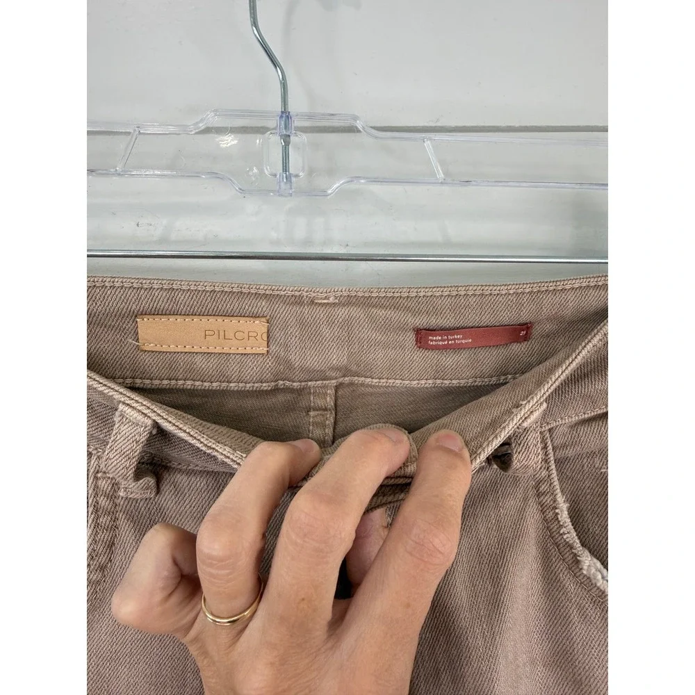 Pilcro THE VINTAGE Straight Jeans Women 29 High Rise Raw‎ Hem NEUTRAL TAN ANKLE